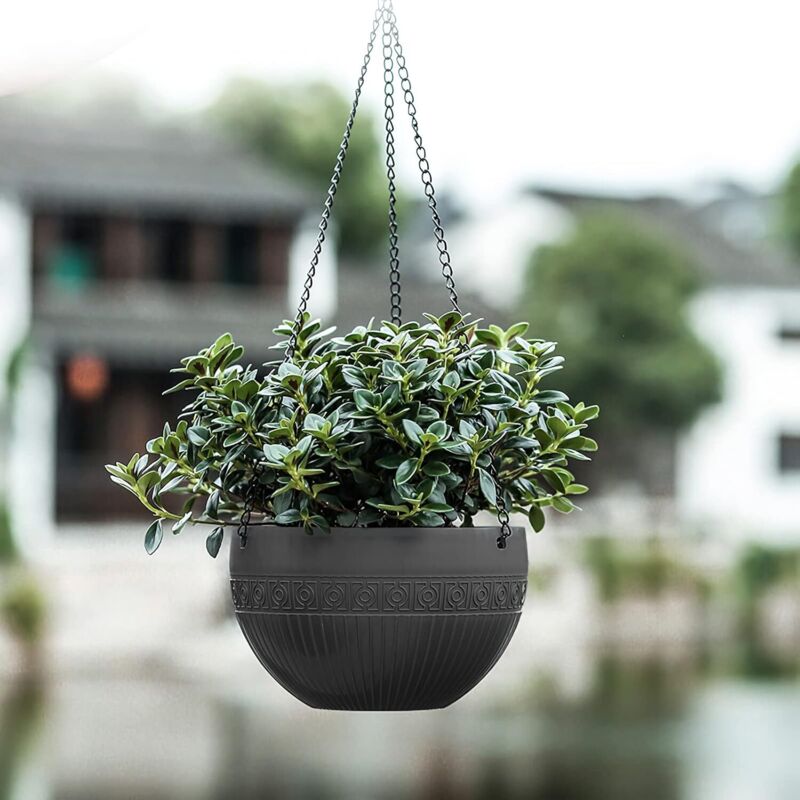 Lot de 6 pots de fleurs à suspendre verticaux à arrosage automatique - Support mural pour fenêtre