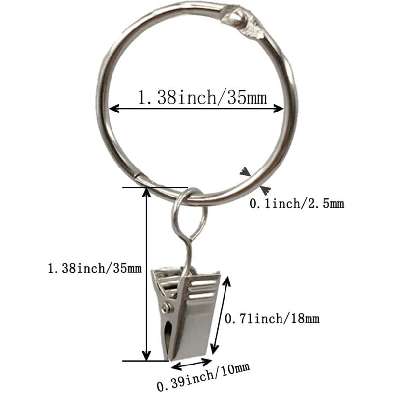 Inodiref 20 Pièces Anneaux Rideau Métal Argent - Anneaux Tringle Rideaux Salle De Bain Et Chambre