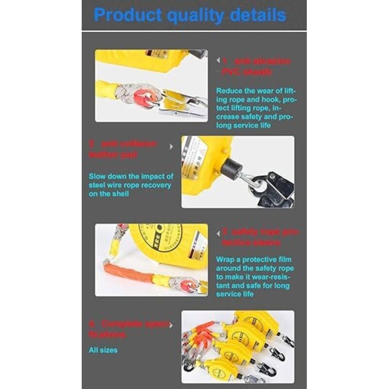 Stop Chute à Rappel Automatique 10m/15m/20m, Dispositif Anti