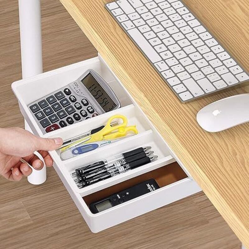 Fng8 Tiroir Sous Bureau Coulissant À Coller Rangement Plastique Polyvalent Adhésif Fournitures
