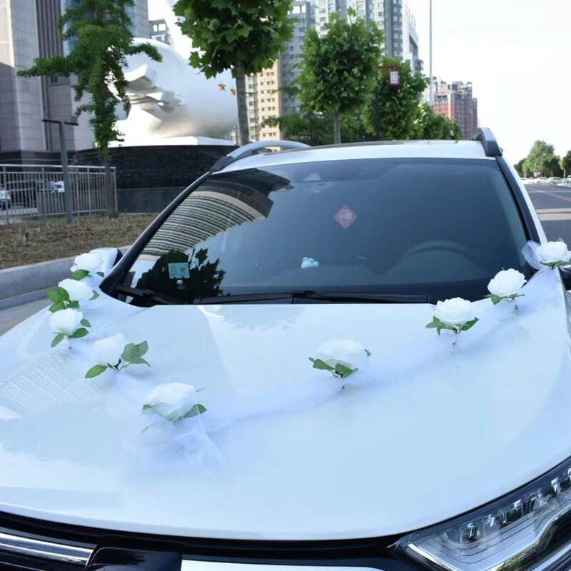 KIT MARIAGE COMPLET Décoration coeur rouge Voiture Mariés ruban tulle fleurs EUR 34,99 - FR
