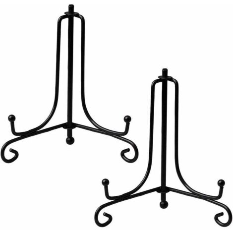 Ahlsen Présentoir De Fer,2 Pack 4 Pouces Fer Plaque Support Noir Support De Assiette Décoratif Fer Chevalet Plaque Photo Présentoir (1/5)