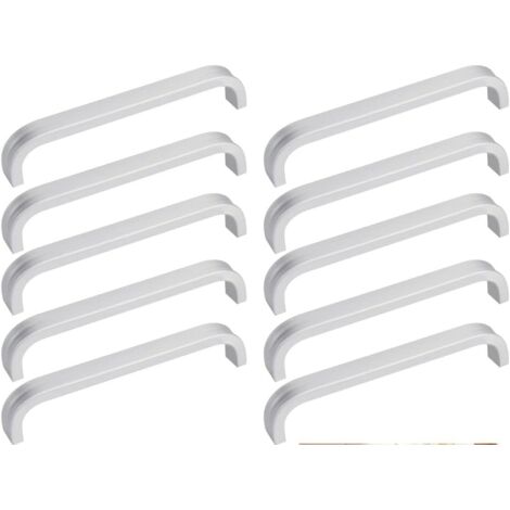 Ahlsen 10 PCS Poignée de Meuble Poignet de Porte Cuisine Universel Poignet Tiroir Meuble en Aluminium Poignée Bâton De Porte Exterieure avec 20 Vis pour Cuisine Armoire Porte Placard