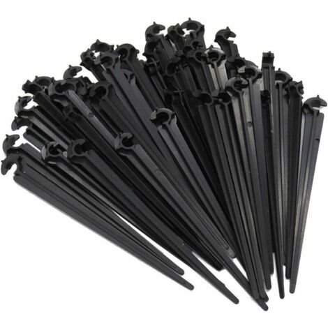 50 pcs Support de tuyau Fixation au sol pour piquets "C" Support de tiges fixes pour tuyau d'irrigation et tuyau d'arrosage de jardin