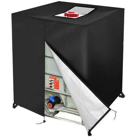 Ahlsen Bâche Réservoir d'eau IBC 1000 L Couverture Container Citerne Eau Pluie avec Fermeture éclair Coupe-Vent Anti-UV 420D Résistant à la Déchirure (1/3)