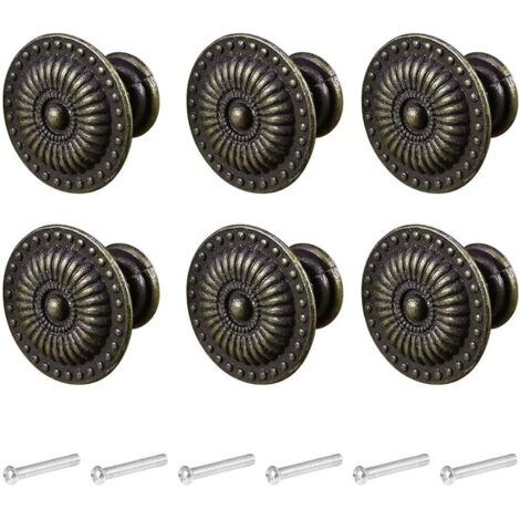 Ahlsen Boutons de Meubles, 6 Pièces Boutons de Tiroir,Bouton D'armoire Vintage, pour Commode Armoires de Cuisine Style Bronze (Bronze)