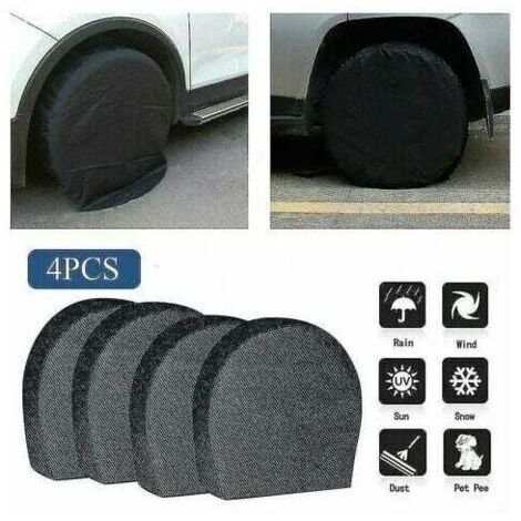 Ahlsen Lot de 4 housses de pneus étanches pour roue de secours, remorque, camping-car, protection anti-corrosion pour pneus, noir L (1/3)
