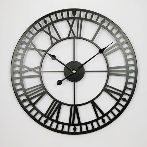 Ahlsen Horloge Murale Metal avec Chiffres Romains, Traditionnel Vintage Rétro Art Industriel Horloge, Horloge Murale Silencieuse, Murale Décoratives, Décoration de Salon, Bureau, Café (40cm, Mains or (1/5)
