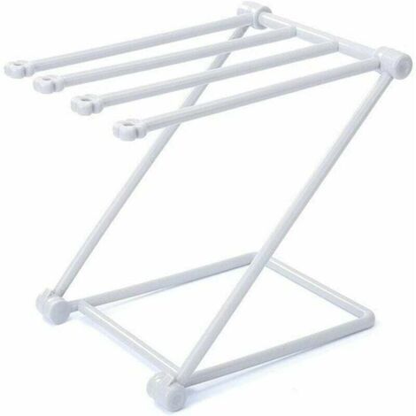 Ahlsen – Porte-serviette sur pied pliable à 4 barres – Conception antidérapante – Capacité 3 kg – Pour salle de bain, cuisine, chambre – Couleur gris