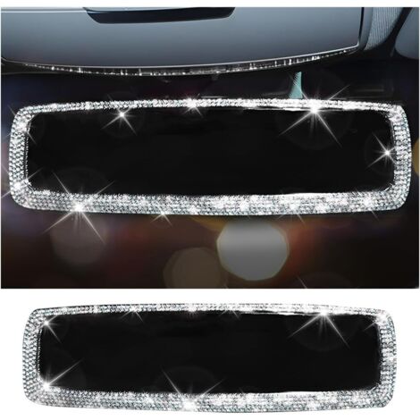 Ahlsen Rétroviseur De Voiture, Bling Retroviseur Interieur Voiture, Rétroviseur De Voiture Avec Cristal Diamants Bling Strass, Accessoire De Décoration Universel Pour Homme Et Femme(Argent) (1/5)