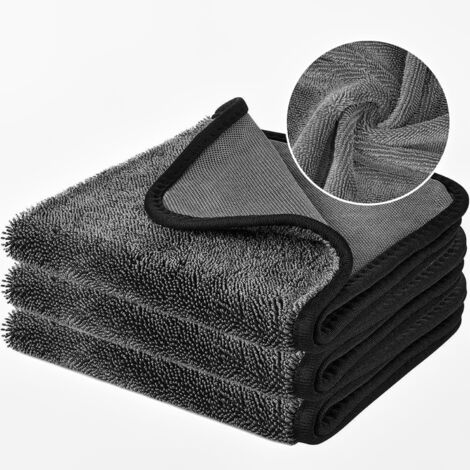 Ahlsen Lot de 3 Chiffon Microfibre Voiture, 30  40cm Serviette pour Auto Moto, Chiffon en Microfibres Lavettes Micro Fibre Absorbant