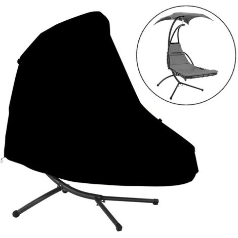 Ahlsen Housse de chaise longue suspendue en tissu Oxford 420D, pour balançoire de jardin, serre, pelouse, Protection de meubles, noir, 185x116x198cm (1/5)