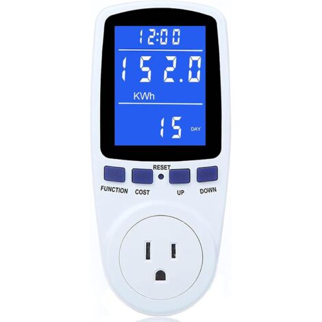 Ahlsen Watt prise de compteur de puissance domestique consommation électrique surveiller la consommation, tension d’énergie ampères Kill Tester avec rétro-éclairage, Protection contre les surcharges, (1/5)