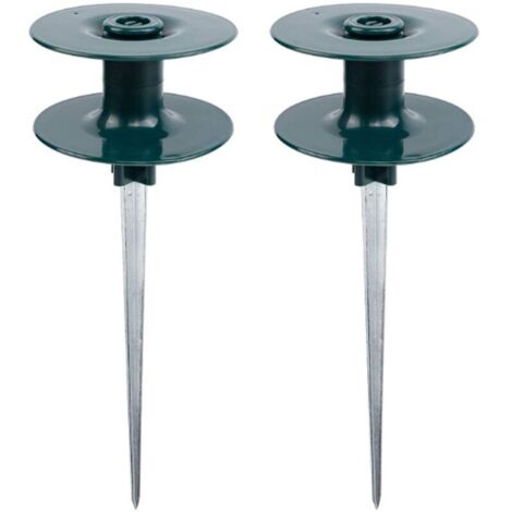 Ahlsen Lot de 2 guides de tuyau d'arrosage, en zinc antirouille robuste avec piquet en métal vert foncé pour arrosage, guides de tuyaux d'eau, guide sur piquet en zinc