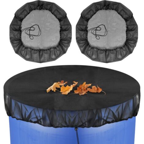 Ahlsen 2 Pcs Filet pour Citerne de Pluie, Filet Seau réglable avec Cordon de Serrage pour empêcher la poussière, Les Feuilles et Les moustiques d'entrer,diamètre 80 cm. (1/5)