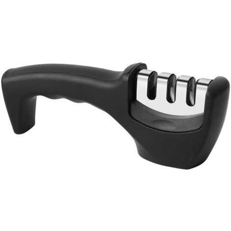 Ahlsen Aiguiseur Couteaux, 3 en 1 Aiguiseur de Couteaux Professionnel, Manuel Affuteur Couteaux Affûteur, Eguiseur de Couteau (Noir) (1/5)
