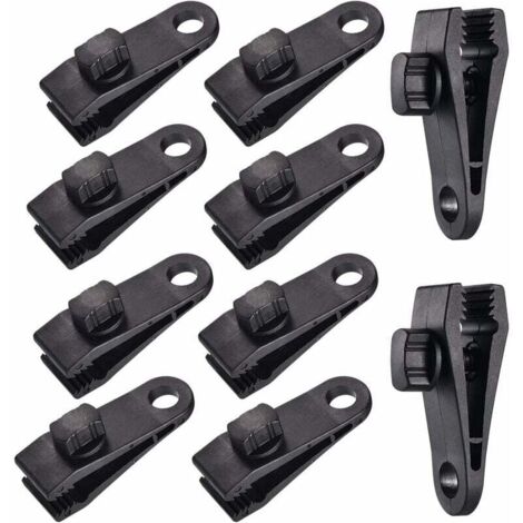 Ahlsen 10 Sets Clip de Bâche Tente Pince Bâche Auvents Clip , Pince à Bâche, Pince pour Tente, pour Tente Voiture, Bâche, Auvents, Camping,le noir,