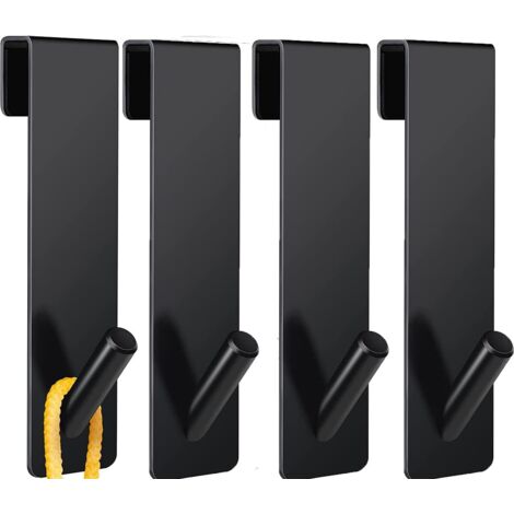 Ahlsen 4pcs Crochets de Porte de Douche, Acier Inoxydable Crochets de Suspension pour Serviettes Sans Perçage sur Porte de Douche sans Cadre pour Salle de Bain(17cm Noire) (1/5)