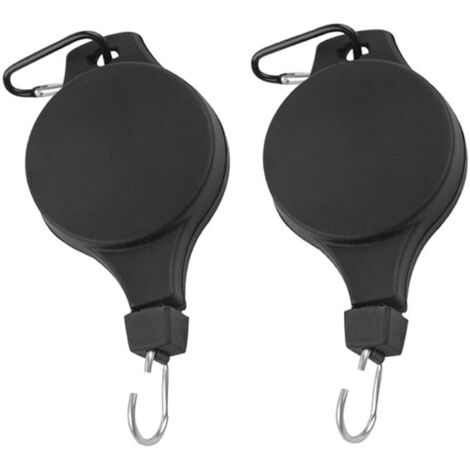 Ahlsen Lot de 2 poulies rétractables pour plantes - Crochets de suspension réglables - Poulie à suspendre ou paniers de jardin - Pots et mangeoire à oiseaux (noir) (1/4)