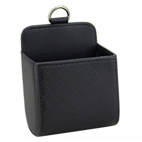 Ahlsen 2 Pièces Boîtes de Rangement de Voiture avec Crochet, Sortie D'aération Organisateur Sac, Sac de Rangement Universel en Cuir PU pour Clés Monnaie Stylos Lunettes Dépôt de Billets- Noir (1/3)