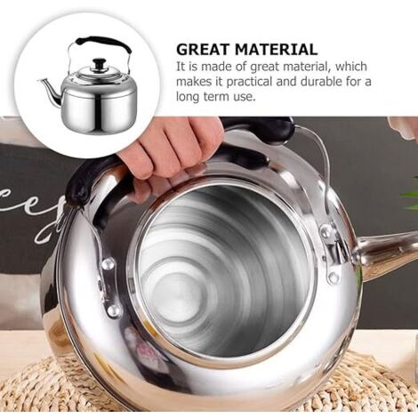 POLIVIAR – Bouilloire en acier inoxydable – Bouilloire sifflet sonore de 2,7 L – Bouilloire à thé antirouille et anti-chaleur – Convient à toutes les sources de chaleur (noir