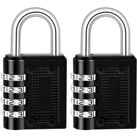 Ahlsen Lot de 2 Cadenas Code 4 Chiffres, Alliage de Zinc Cadenas à Casier Cadenas à Code, Cadenas à Combinaison pour Valise Casier College Gym Avion(Noir)