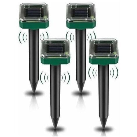 Lot de 4 Répulsifs Solaires à Ultrasons, Répulsif Anti-Taupes Solaire Souris Repeller Exterieur pour Jardins Taupes Campagnols Gophers Serpents ou Autres Autres Rongeurs (1/5)