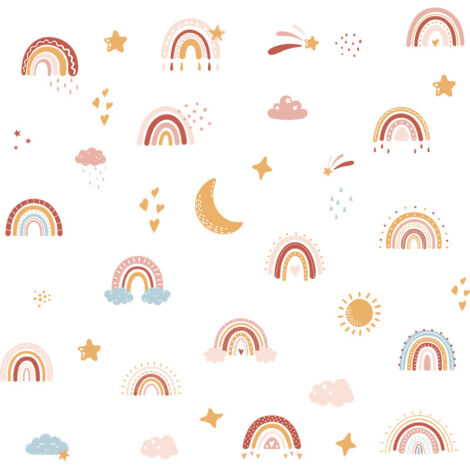 Ahlsen Un lot de Stickers Muraux étoiles arc-en-ciel nuages lune soleil Autocollants Muraux pour Salons Chambres Bureaux Décoration Murale (1/5)