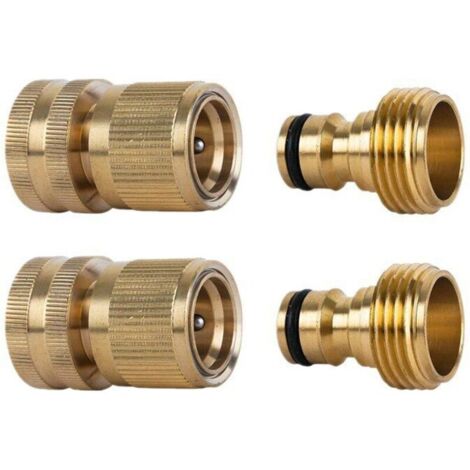 Ahlsen – Raccord tuyau arrosage laiton 12mm – Adaptateur robinet 3/4 pouces – Connexion rapide sans outils – Évite les fuites (1/4)