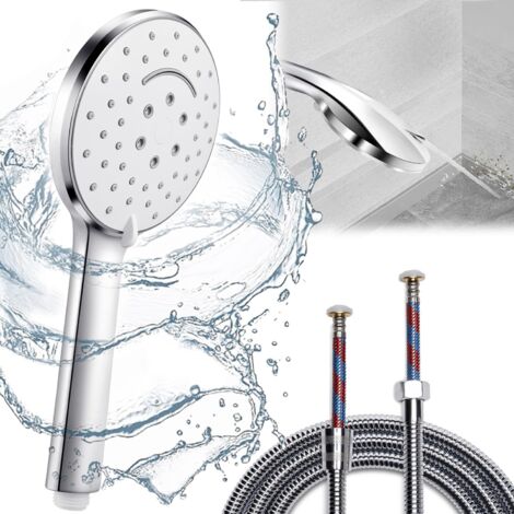 Ahlsen Pommeau de Douche Avec Tuyau 2m, Douchette Douche Salle de Bain de Salle de Bain Avec Mode Jet Puissant, Douchette Haute Pression Avec Brosse de Nettoyage, Grand Pomme de Douche, Poire de Douch (1/5)