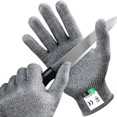 Ahlsen Une paire de gants anti-coupure grade 5, cuisine de qualité alimentaire protection anti-coupure abattage jardinage pêche gants de travail du bois L