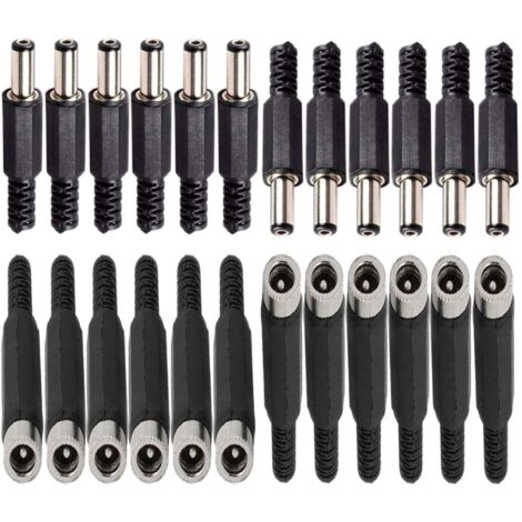 Ahlsen 12 Pcs connecteurs DC Montage Panneau Prise 2,1mm x 5,5 mm/2,5mm x 5,5 mm,12 Prise connecteur Femelle 5,5 mm x 2,5 mm /2,1mm x 5,5 mm (1/3)