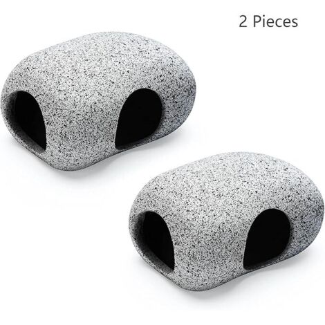Ahlsen 2Pieces Aquarium Hideaway Rocks pour les animaux aquatiques à se reproduire, jouer et se reposer, ornements d'aquarium sûrs et non toxiques, roches décoratives en céramique pour Betta (1/5)