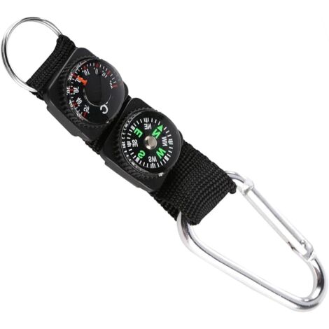 BCB Adventure 3 En 1 Mousqueton Boussole Thermomètre - Outil Outdoor Métallique Pour Randonnée Et Camping