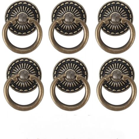 Ahlsen 6PCS Poignee de Meuble Vintage Poignées de Tiroir Antique Poignée de Porte en Bronze pour Meuble Armoire Commode Porte Placard (1/5)