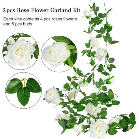 Guirlande Fleurs Artificielles Cerisier Bleu - Lot De 2 X 2,3 Mètres, 18 Fleurs Chacune - Décoration Mariage, Jardin, Maison - 7