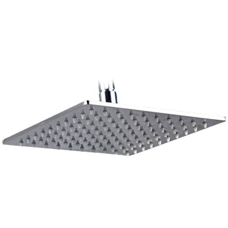 Ahlsen Tete de Douche Pluie Carre Anti Calcaire, Tete de Douche Pluie, Pomme de Douche en Acier Inoxydable et Haute Pression, Tête de Douche Rotatif 360° Facile à Installer et à Nettoyer, 8 Pouces (20