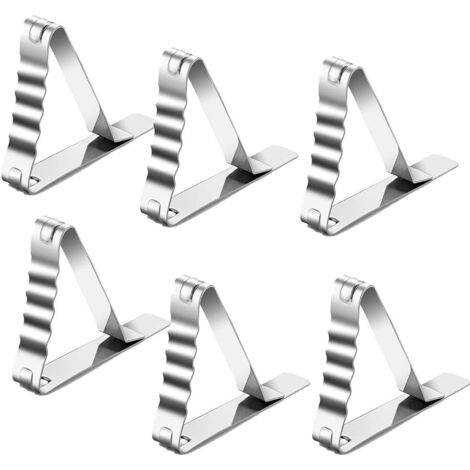 Ahlsen Pince Nappe Inoxydable,Pinces à Nappe Ensemble de 6 Acier Inoxydable Nappe Clips Anti-Glissant,Pinces à Nappe en ,pour l'extérieur, Pique-Nique, fête (1/5)