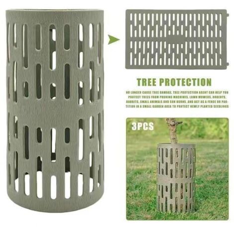 Ahlsen 20CM34CM Housse de protection contre les intempéries pour tronc d'arbre housse de protection en plastique pour plantes pouvant être épissée protection combinée d'écorce de jardinage 3pcs (1/5)