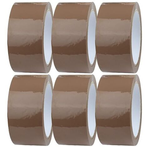 AHLSEN 6 x Rouleau de Ruban Adhésif Marron 44mm x 100m Ruban Adhésif d'emballage pour des Boîtes, des Envois, Déménagement Ruban Adhésif Transparent pour Colis & Emballage (1/5)