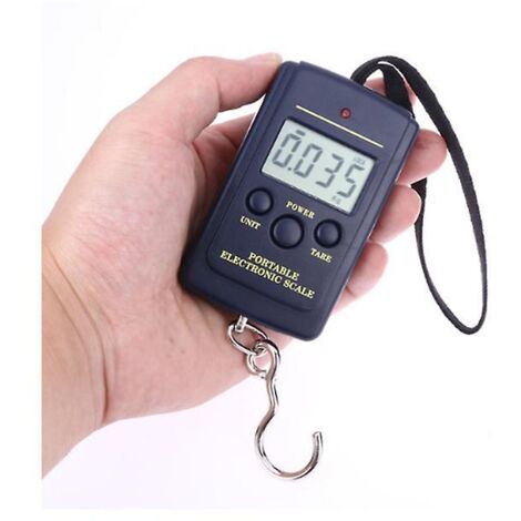 Ahlsen Balances de poche portables 40 kg Mini balance électronique numérique crochet de pêche suspendu balance de pesée des bagages de poche (1/5)
