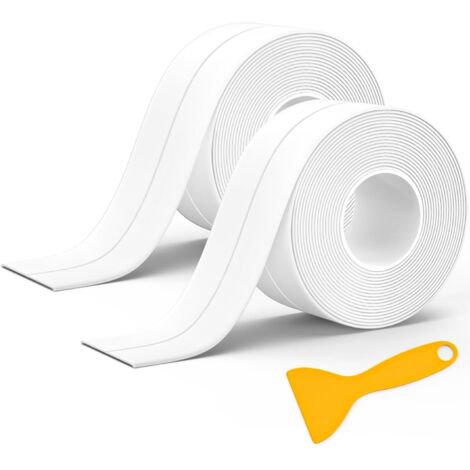 Ahlsen 2 Rouleaux Joint Silicone Salle de Bain Blanc, Ruban Auto-Adhésif, Bande Etancheite Joint Baignoire Adapté à de Nombreuses Occasions pour Cuisine ou Salle de Bain(320 3,8cm) (1/5)