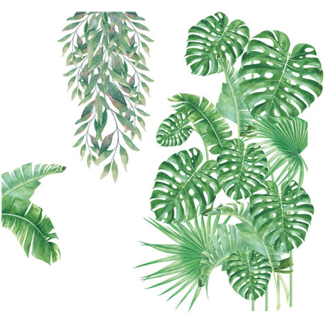 Ahlsen Un lot de Stickers Muraux feuilles vertes tropicales Autocollant Mural Décoration Murale pour Salon Chambre Bureau (1/5)