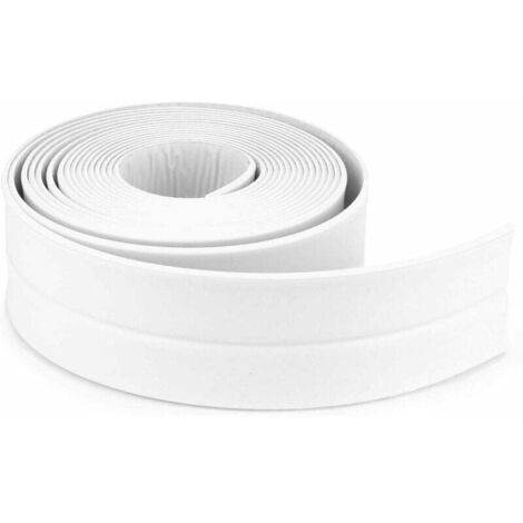 Ahlsen Bande D'étanchéité Salle de bains joint silicone blan ruban baignoire PE auto-adhésive cuisine Coin calfeutrage ciseaux inclus (320x3.8CM)