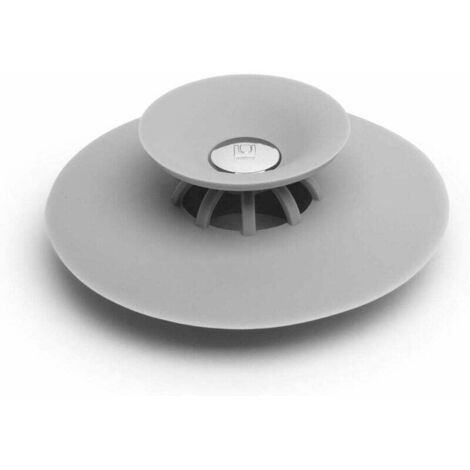 Ahlsen Drain Stop. Bonde de baignoire et douche, avec fonction attrape-cheveux, coloris gris 10cm