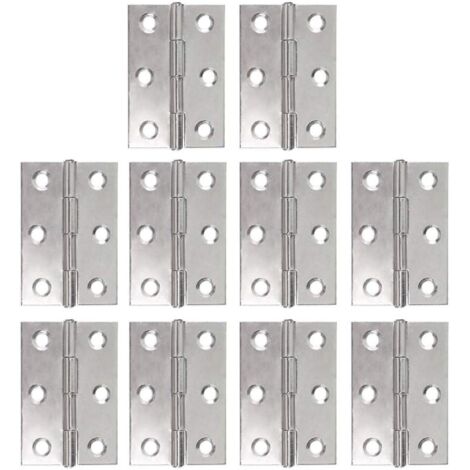 Ahlsen Lot de 10 charnières inox charnière piano charnières pliantes bandeau de charnière de porte de meuble charnière 48 mm avec 6 trous de fixation connecteurs pour jardinières modélisme