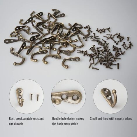 Ahlsen 20 Pièces Crochets De Patères Manteau De Porte Crochet De Manteau Métal , Rétro Crochet Mural Crochet Patere Avec (Bronze