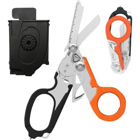 AHLSEN Trauma Ciseaux multifonction 6 en 1 - Ciseaux d'urgence - Ciseaux de sauvetage - Ciseaux multifonctions - Pince à ciseaux pliable pour secouristes
