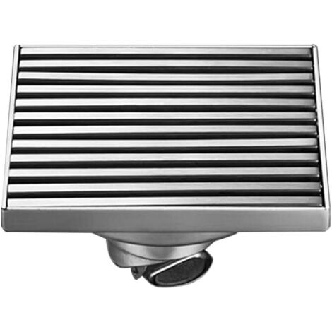 Ahlsen Siphon de Sol Carré Linéaire Anti-Odeur Drain de Déchets Acier Inoxydable Drain de Douche de Salle de Bain Capteur de Cheveux 10×10 cm (1/5)