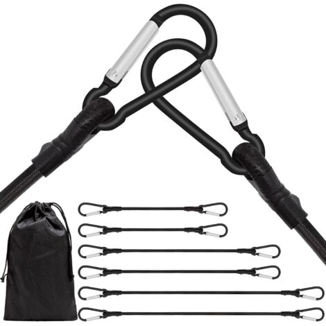 AHLSEN Cordon élastique avec mousqueton, cordon élastique avec crochet 60cm 100cm 160cm, long cordon élastique avec mousqueton pour camping, bâches, porte-vélos, tentes, voitures (1/5)